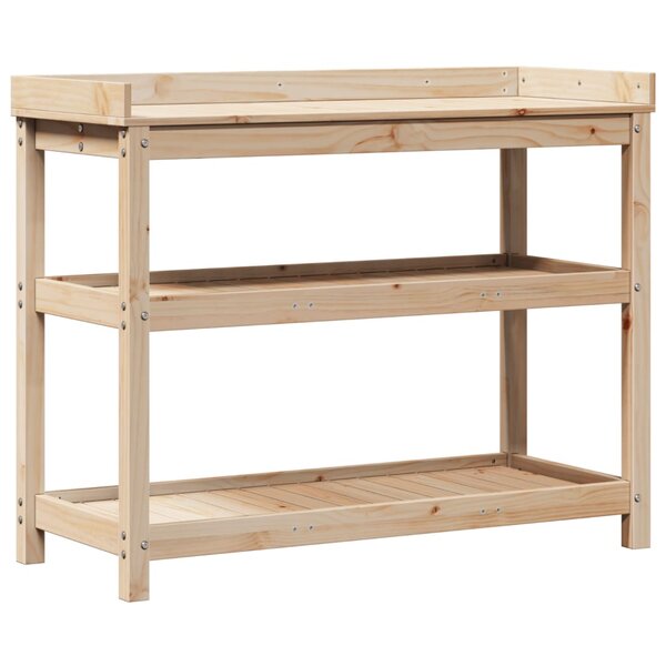 vidaXL Table de rempotage avec étagères 108x45x86 5 cm bois massif pin