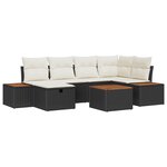 vidaXL Ensemble de 7 Canapés de Jardin avec Coussins Noir Poly Rattan