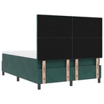Lit Box Spring vidaXL avec Matelas et Éclairage LED Vert Foncé 140x200 cm Velours