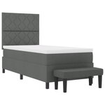 vidaXL Lit à Sommier Tapissier avec Matelas & Banc Gris Foncé 90x200 cm en Tissu