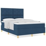 vidaXL Lit avec sommier et matelas bleu 140x200 cm en tissu