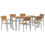 vidaXL Ensemble de salle à manger de jardin 7 pièces en bois solide d'acacia et métal