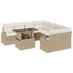 Ensemble de canapés de jardin 9 pièces avec coussins beige poly rotin