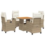 vidaXL Ensemble à manger de jardin avec coussins 5Pièces Beige poly rotin