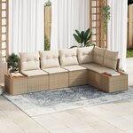 vidaXL Ensemble de canapé de jardin 5 pièces avec coussins en rotin poly et acacia