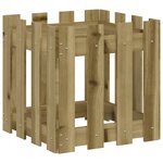 vidaXL Jardinière avec design de clôture 40x40x40 cm pin imprégné