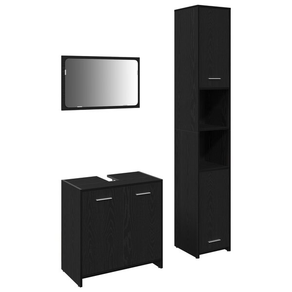 vidaXL Ensemble de meubles de salle de bain 3 pièces Chêne noir Bois d'ingénierie