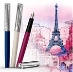 Stylo plume waterman allure deluxe blanc  plume fine  cartouche d'encre bleue  coffret cadeau