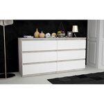 Commode CHELSEA 6 Tiroirs - Couleur blanc/béton clair - 154 x 42 2 x 79 9 cm