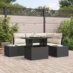 vidaXL Ensemble de canapé de jardin de 5 pièces avec coussins Noir Poly Rattan