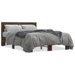 vidaXL Cadre de lit chêne marron 140x190 cm bois d'ingénierie et métal