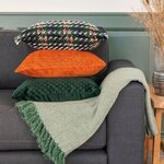 Plaid en coton motifs rayés verts et blancs 130 x 160 cm