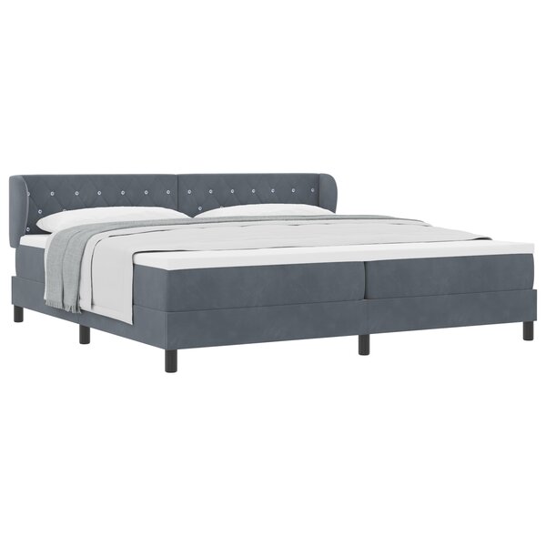 Lit Box Spring vidaXL avec Matelas Gris Foncé 200x200 cm en Velours