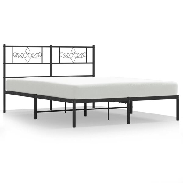 vidaXL Cadre de lit métal avec tête de lit noir 120x200 cm