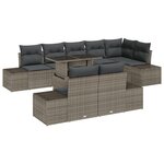 vidaXL Ensemble de canapé de jardin 9 pièces avec coussins gris en polyrotin