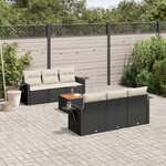 vidaXL Salon de jardin 7 Pièces avec coussins noir résine tressée