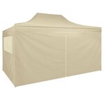 vidaXL Tente pliable avec 4 parois latéraux 3 x 4 5 m Blanc crème