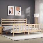vidaXL Cadre de lit avec tête de lit 200x200 cm bois massif