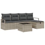 vidaXL Set de canapé de jardin 6 pièces avec coussins gris clair poly rotin