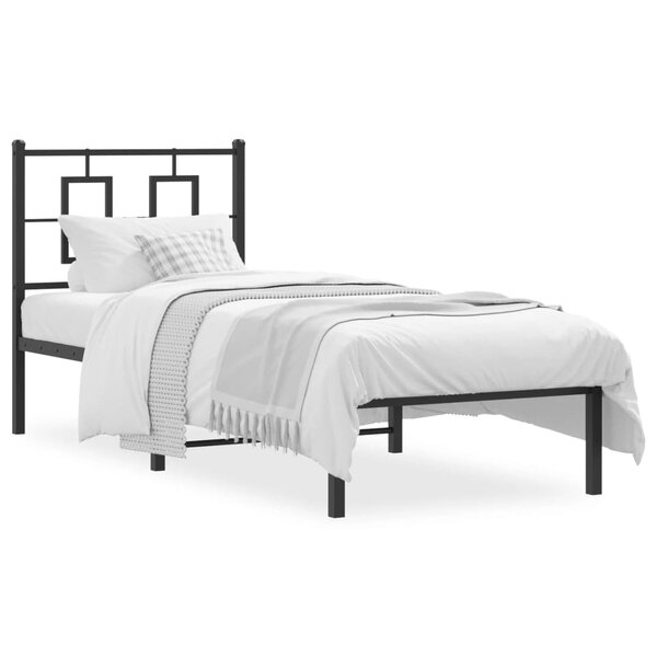 vidaXL Cadre de lit métal sans matelas avec tête de lit noir 80x200 cm