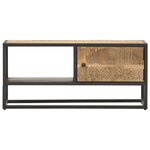 vidaXL Meuble TV avec porte sculptée 90x30x40 cm Bois de manguier brut
