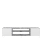 PILVI Meuble TV - Blanc et béton gris clair - L 180 x P 42 x H 37 cm