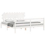 vidaXL Cadre de lit avec tête de lit blanc Super King Size bois massif