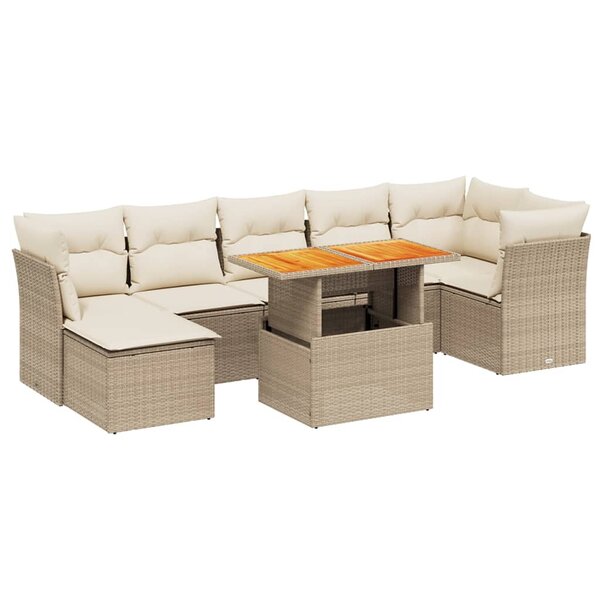 vidaXL Salon de jardin avec coussins 8 Pièces beige résine tressée