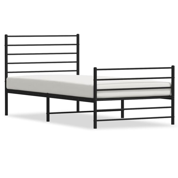 vidaXL Cadre de lit métal avec tête de lit/pied de lit noir 75x190 cm