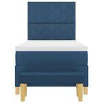 vidaXL Lit à Ressorts avec Matelas & Banc Bleu 90x200 cm Tissu