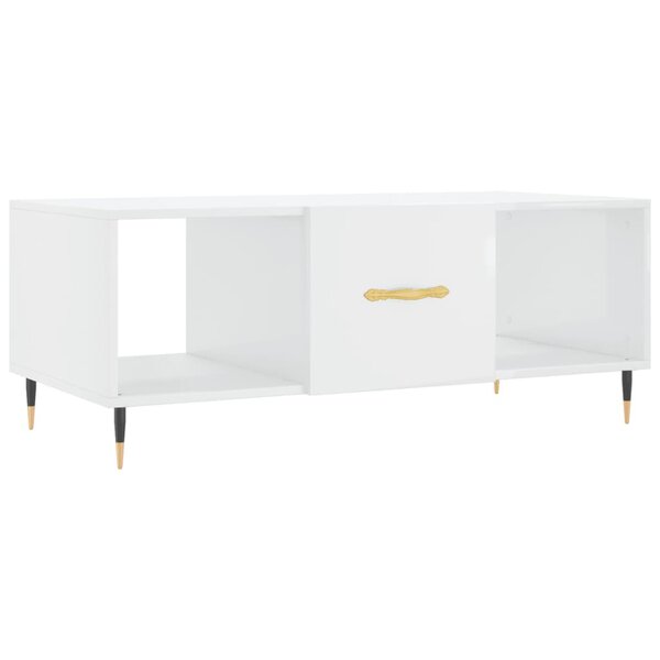 vidaXL Table basse Blanc brillant 102x50x40 cm Bois d'ingénierie