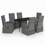 vidaXL Ensemble de salle à manger de jardin avec coussins 7 Pièces Gris