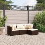 vidaXL Salon de jardin 4 Pièces avec coussins Marron Résine tressée