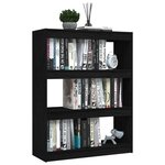 vidaXL Bibliothèque/Séparateur de pièce Noir 100x30x103 cm Pin massif
