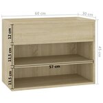 vidaXL Banc à chaussures Chêne sonoma 60x30x45 cm Bois d’ingénierie