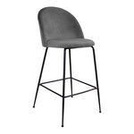 2 chaises de bar en velours gris avec pieds noirs