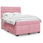 vidaXL Sommier à lattes de lit avec matelas Rose 140x200 cm Velours