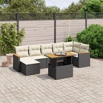vidaXL Salon de jardin 8 Pièces avec coussins noir résine tressée