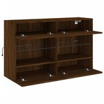 vidaXL Meuble TV mural avec lumières LED chêne marron 98 5x30x60 5 cm