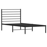vidaXL Cadre de lit métal avec tête de lit noir 80x200 cm
