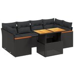 vidaXL Salon de jardin 7 Pièces avec coussins noir résine tressée
