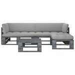vidaXL Salon de jardin palette 4Pièces avec coussins pin imprégné de gris