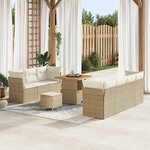 Set de canapé de jardin de 10 pièces avec coussins Beige Poly Rattan Acacia