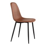 2 chaises de salle à manger en cuir synthétique marron avec pieds noirs