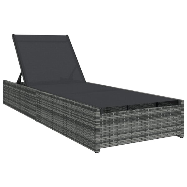 Chaise longue vidaXL Grise 60x200x27 cm en Poly Rattan