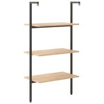 vidaXL Étagère inclinée 3 niveaux Marron clair et noir 64x35x120 5 cm