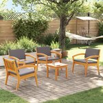 vidaXL Ensemble Bistro 5 pièces avec coussins - Bois d'acacia massif