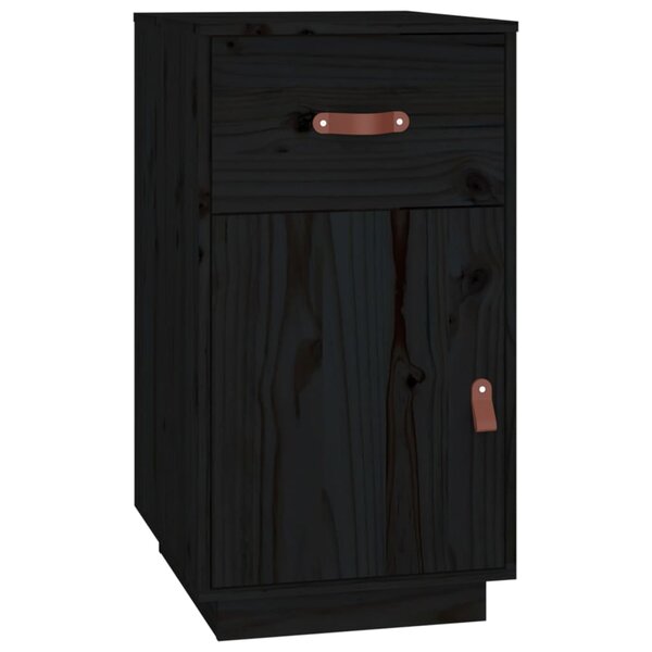 vidaXL Armoire de bureau Noir 40x50x75 cm Bois massif de pin
