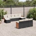 vidaXL Salon de jardin 10 Pièces avec coussins noir résine tressée