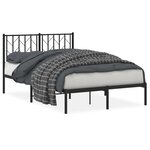 vidaXL Cadre de lit métal sans matelas avec tête de lit noir 120x190cm
